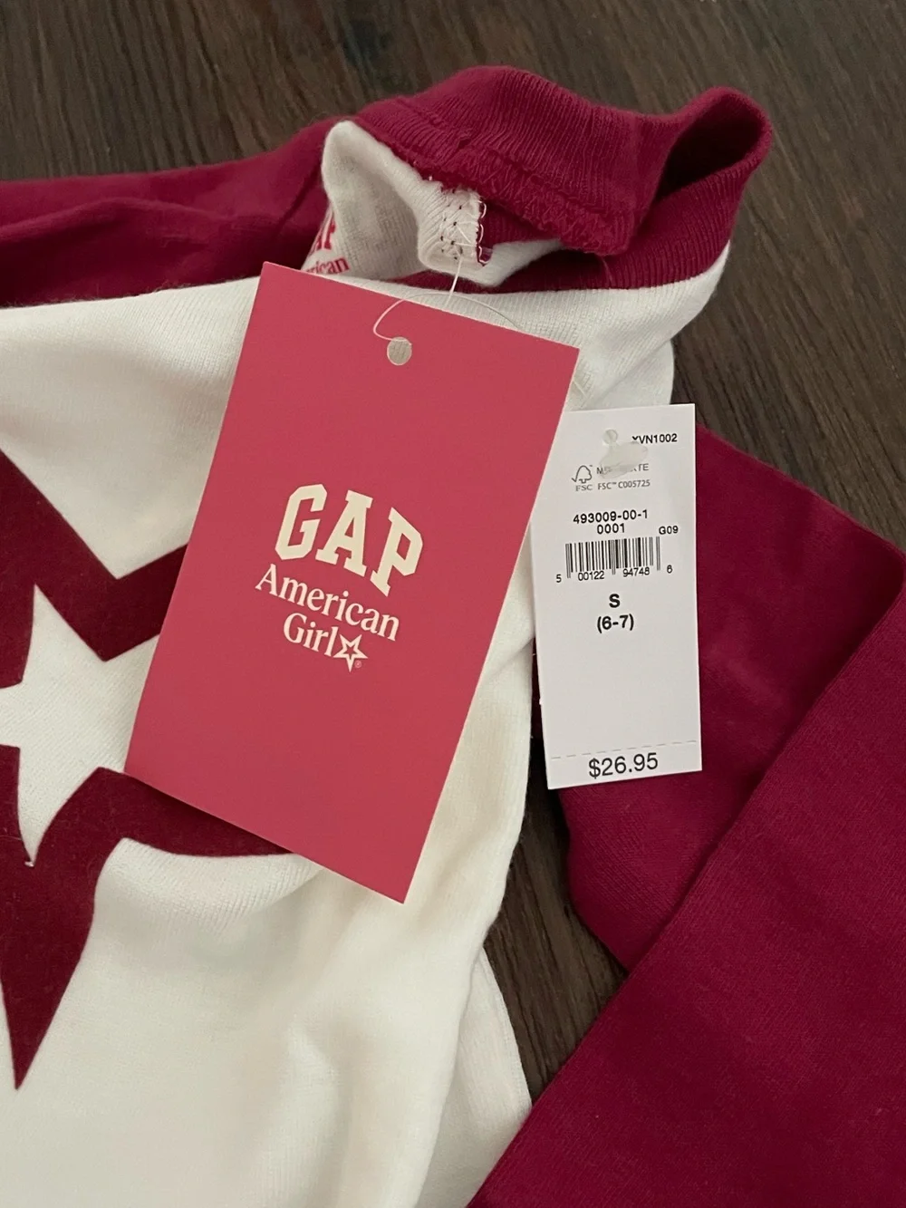 NWT GAP x American Girl Girls Raglan Long Sleeve Shirt